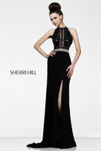 Load image into Gallery viewer, Sherri Hill Evening Prom Dress 21210, Black size 8, Halter Neckline, stretch jersey
