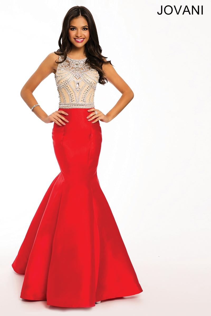 Jovani Prom Evening  Mermaid Dress 22623, Open Back, Swarovski crystals, Red, size 6