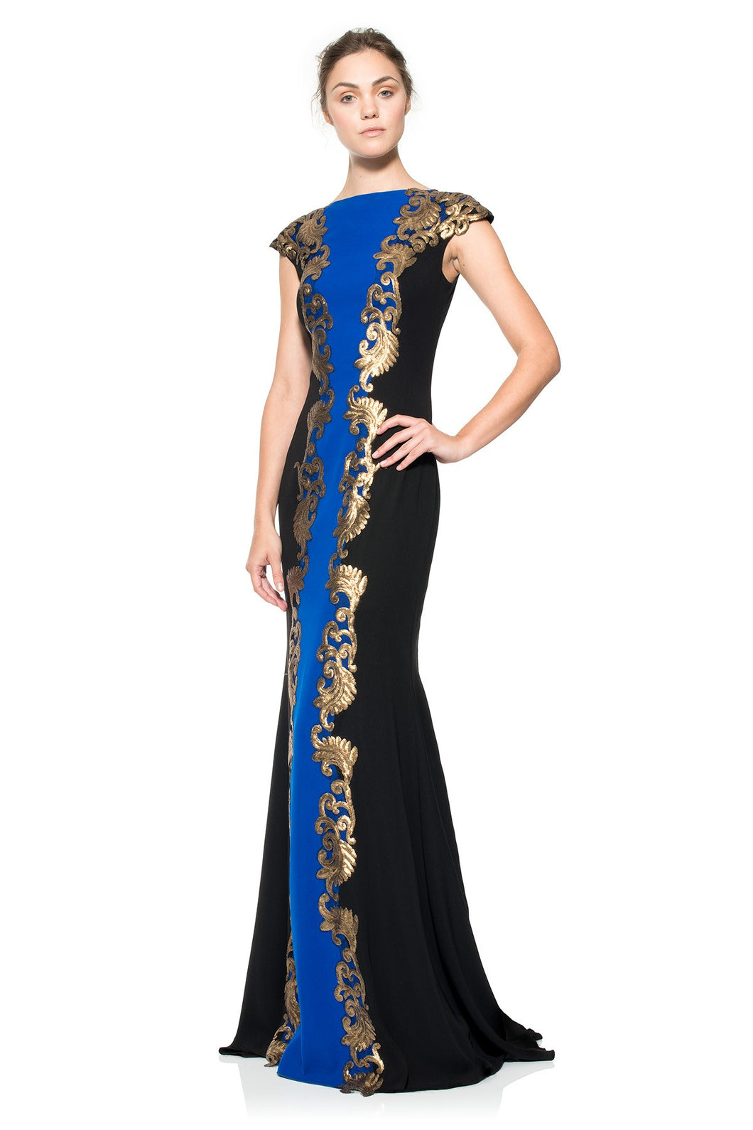 Tadashi Shoji Evening Gown Royal Blue/Black ALG1793LX, size 10