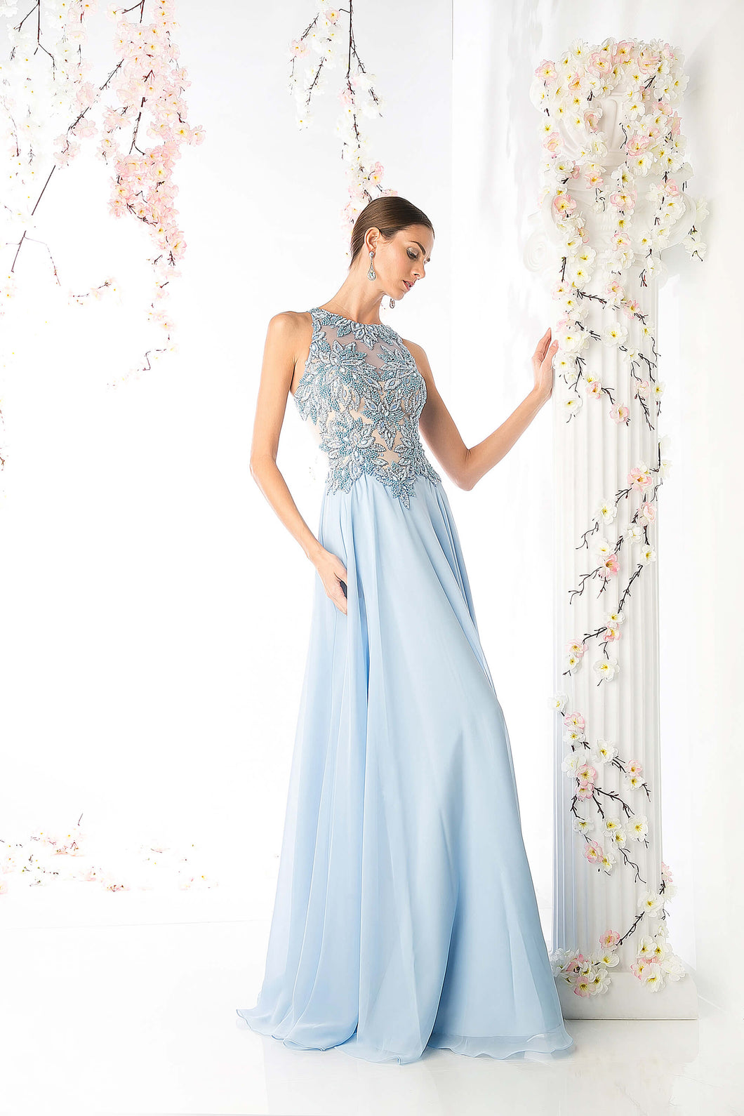 Cinderella Divine Chiffon Evening, Prom Gown CR739, Light Blue, size 4