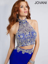 Load image into Gallery viewer, JOVANI Prom Halter Beaded 2 Piece Cocktail Dress 20370 Royal Blue Size 6

