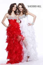 Load image into Gallery viewer, Sherri Hill Frill Prom Evening/Wedding Dress 2838, White, size 4
