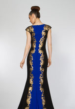 Load image into Gallery viewer, Tadashi Shoji Evening Gown Royal Blue/Black ALG1793LX, size 10
