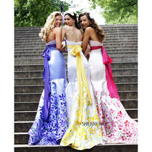 Load image into Gallery viewer, Sherri Hill Strapless Silk Mermaid Dress 6007 Cream/Pink, size 8
